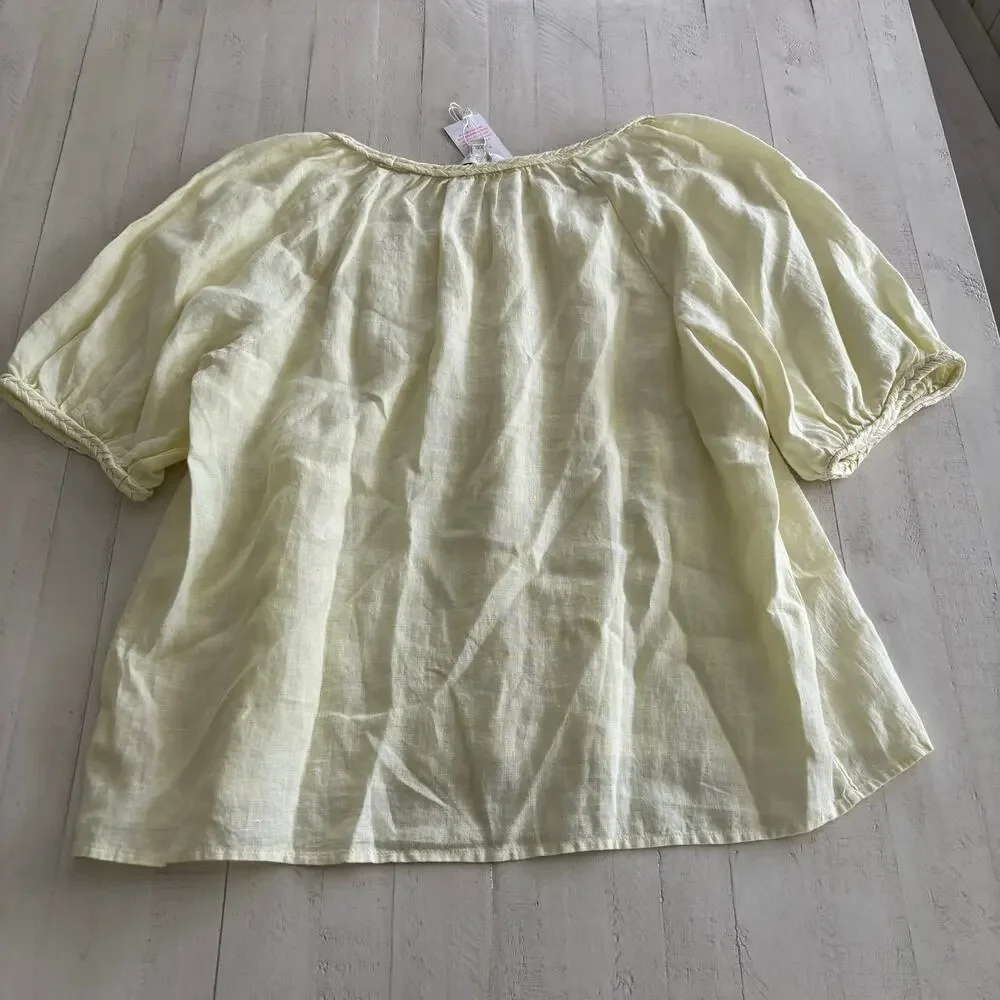 Lilly Pulitzer Calais 100% Linen Short Sleeve Top Brand New Size XXL
